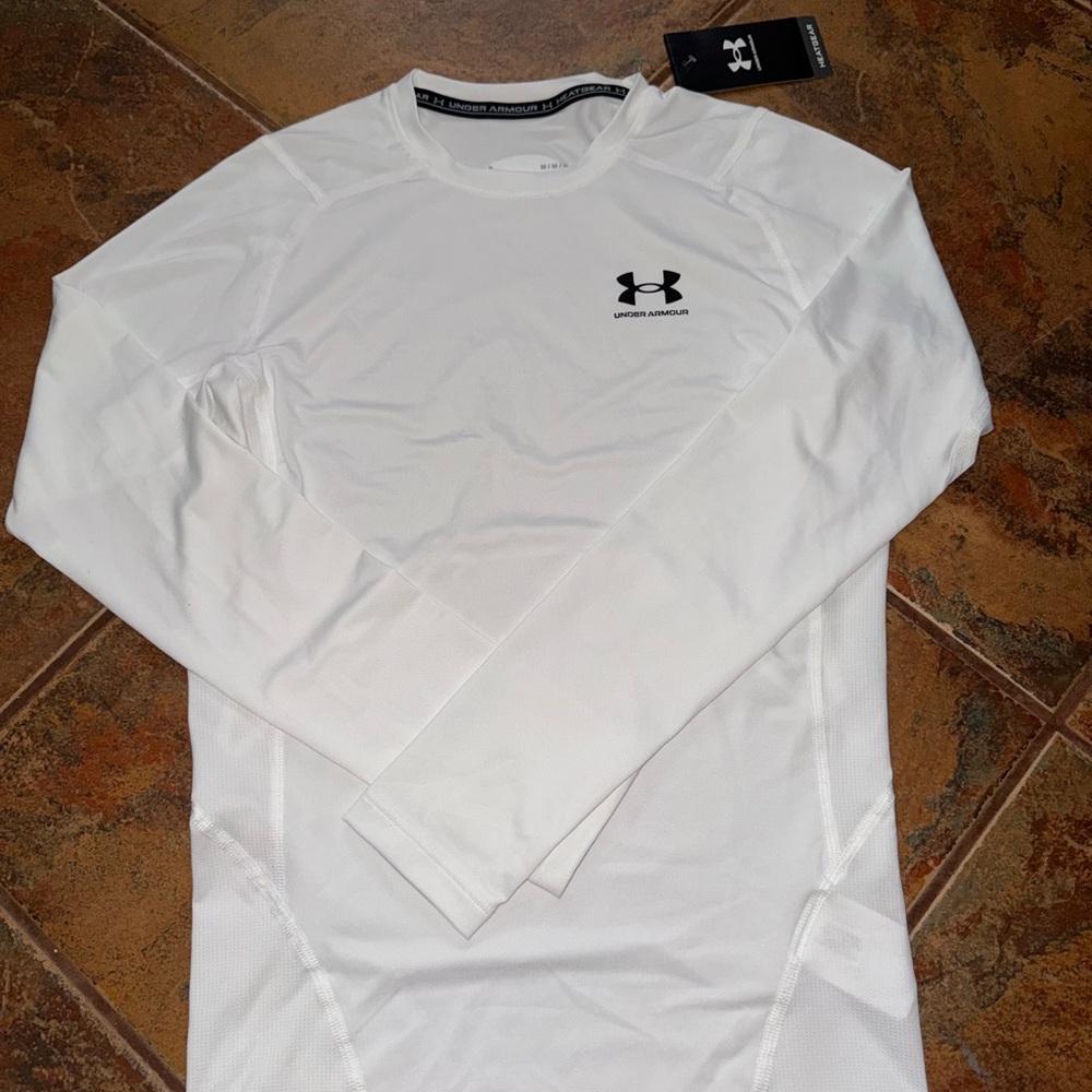 Under Armour Men's White Long Sleeve Heat Gear Shirt